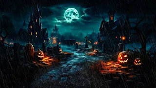 Spooky Halloween Ambience On Rainy Night : Spooky Sounds, Heavy Rain And Thunder Sounds 🎃