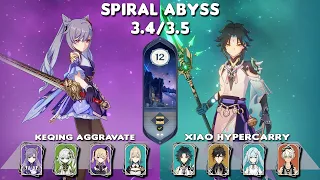 Spiral Abyss 3.4/3.5 | C2 Keqing Aggravate & C0 Xiao Hypercarry | Floor 12 (9stars) | Genshin Impact