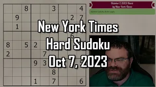 NYT Hard Sudoku Walkthrough | October 7, 2023