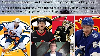 NHL Trade Rumours: Sen’s want Ullmark, steep ask, Nelson to NAS, Jeannot to CAL plus more rumours.