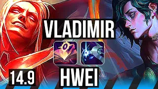 VLADIMIR vs HWEI (MID) | Rank 5 Vlad, 12/1/3, Legendary, 800+ games | EUW Grandmaster | 14.9