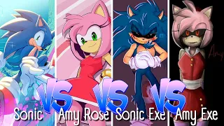 Sonic vs Amy Rose vs Sonic Exe vs Amy Exe | Tiles Hop: EDM Rush!