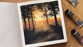 watercolor painting sunlight for beginners | watercolor art easy landscape tutorial