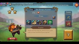 How to Clear Lords Mobile Normal Hero Stage [7-6 An Angry Hunter]. FULL STARS using Level 56 Heroes.