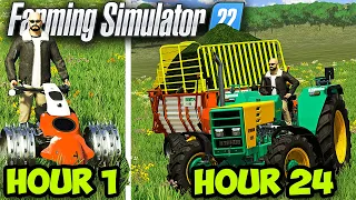 I Spent 24 HOURS On a FLAT MAP With $0 👨‍🌾 ep. 1 | Farming Simulator 2022