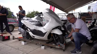 unboxing HONDA PCX 125cc scooter new 2023 white color