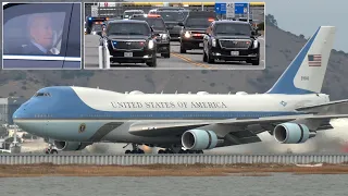 President Biden and Harris arrive with Air Force 1 and 2 in San Francisco 🇺🇸