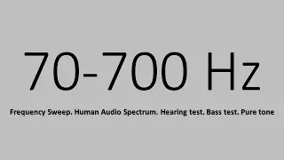 70-700 Hz. Frequency Sweep. Human Audio Spectrum. Hearing test. Bass test. Pure tone