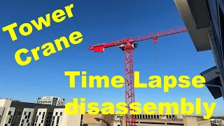 Time Lapse of Tower Crane Deconstruction | Crane Almost Collapses | Downtown Memphis TN |