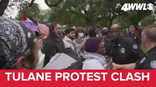 Pro-Palestine demonstrators clash with police on Tulane campus
