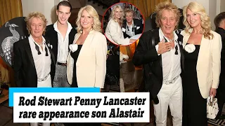 Rod Stewart, 78, and his wife Penny Lancaster, 52, make a rare appearance with their son Alastair...