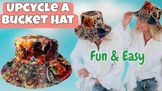 How To Turn Your Bucket Hat Into A Boho Patchwork Beauty NO PATTERN / UPCYCLED