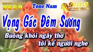 Karaoke Vọng Gác Đêm Sương | Tone Nam | Nhạc sống KLA | Karaoke 9669