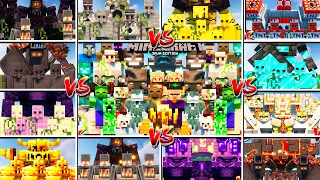 MINECRAFT MOBS vs ALL GOLEMS TEAMS in Minecraft Mob Battle - ALL MINECRAFT MOBS vs ALL GOLEMS BOSSES