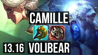 CAMILLE vs VOLIBEAR (TOP) | 9/1/7, 6 solo kills, 500+ games, Godlike | NA Grandmaster | 13.16