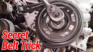 Works with Any Vehicles! Here A Secret Belt Trick Pulley Holder, Dont Need Special Tools