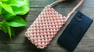 DIY Macrame phone bag - Crossbody bag - Basic knot