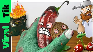 ASMR Mukbang Food Eating Plants Vs Zombie In Real Life No Talking