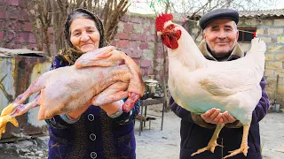 Azerbaijan's National Dish: Cooking CHICKEN CHIGIRTMA in a Village House, Quick and Easy Recipe!