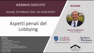 Webinar: Aspetti penali del Lobbying