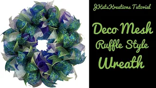 Deco Mesh Ruffle Wreath Tutorial/Mesh Wreath with Ribbon/Beginner Wreath