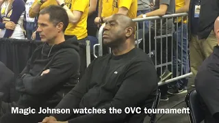 Magic Johnson watches Belmont's Dylan Windler, Murray State' Ja Morant in OVC Tournament