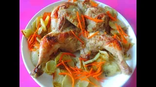 Запекаю ЦЫПЛЁНКА ТАБАКА в духовке с картофелем.  Очень вкусно