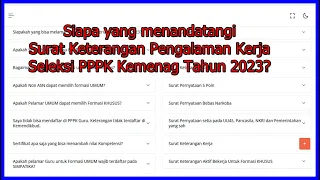 Siapa yang menandatangani Surat Keterangan Pengalaman Kerja Seleksi PPPK Kemenag Tahun 2023?