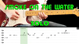 SMOKE ON THE WATER - Guitar lesson - Guitar solo (with tabs) - Deep Purple - fast & slow version