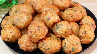 Deep-fried radish balls, starch and flour should not be added, they are crispy and not soft.