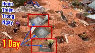 Thi công hoàn thiện móng đơn trong 1 ngày. Complete single and cylindrical foundation base in 1 day