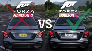 Forza Horizon 5 vs 4 gameplay and engine sounds comparison Mercedes AMG E63 S