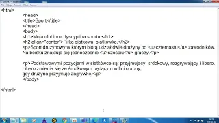 Tworzenie prostej strony internetowej w języku html cz 2 - Informatyka klasa VII