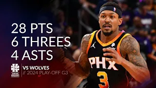 Bradley Beal 28 pts 6 threes 4 asts vs Wolves 2024 PO G3