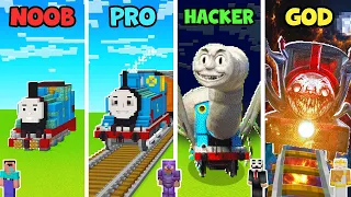 Minecraft REAL LIFE TRAIN HOUSE BUILD CHALLENGE - NOOB vs PRO vs HACKER vs GOD | Animation