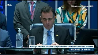 Pacificação é destaque em discurso de Rodrigo Pacheco após eleição