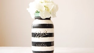 DIY Striped-Vintage Inspired Mason Jar Home Decor