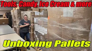 Unboxing Ice Cream, Tools, Candy and much more in this pallet unboxing