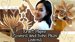 KRAFT PAPER FLOWERS AND BOHO PALM LEAVES | PAPER CRAFTS | EASY DECOR | Kea Franco