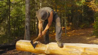 Building a Log Cabin in the Wilderness, Ep1 - 1st Course of Logs