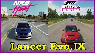 SBS Comparison of Mitsubishi Lancer Evolution IX in NFS Heat vs Forza Horizon 4