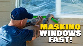 Masking Windows Fast.  How to use a painters hand masker.  How to mask windows.