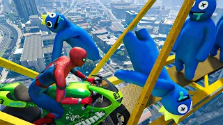 GTA 5 Spiderman Bike vs Rainbow Friends Jumps/Fails Water Ragdolls  (Euphoria Physics Funny Moments)