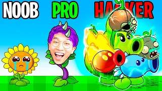 Can We Go NOOB vs PRO vs HACKER In PLANTS VS ZOMBIES!? (PROTECTING MAX LEVEL TREE!)