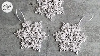 HOW TO CROCHET Stella's Snowflake | snowflake appliqué | DIY Snowflake | #crochetsnowflake #trending