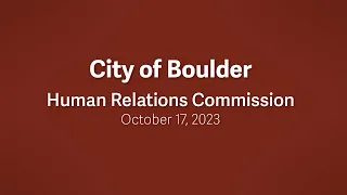 10-17-23 Human Relations Commission Meeting