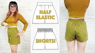 Half Elastic Waistband Shorts Tutorial With Pattern!