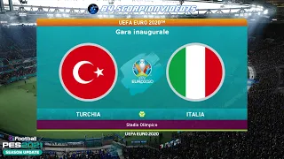 PES 2021 • Turchia vs Italia • EURO 2020, Fase a Gironi • gara inaugurale all'Olimpico di Roma