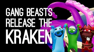 Gang Beasts KRAKEN ATTACKEN! | Andy vs Jane vs Mike vs Kraken in Gang Beasts Gameplay