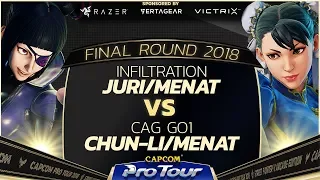 Infiltration (Juri/Menat) vs. CAG GO1 (Chun-Li/Menat) - Top 32 - Final Round 2018 - SFV - CPT 2018